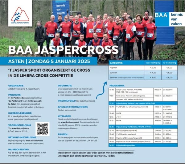 Ook CTH hardlopers in BAA Jaspercross Asten